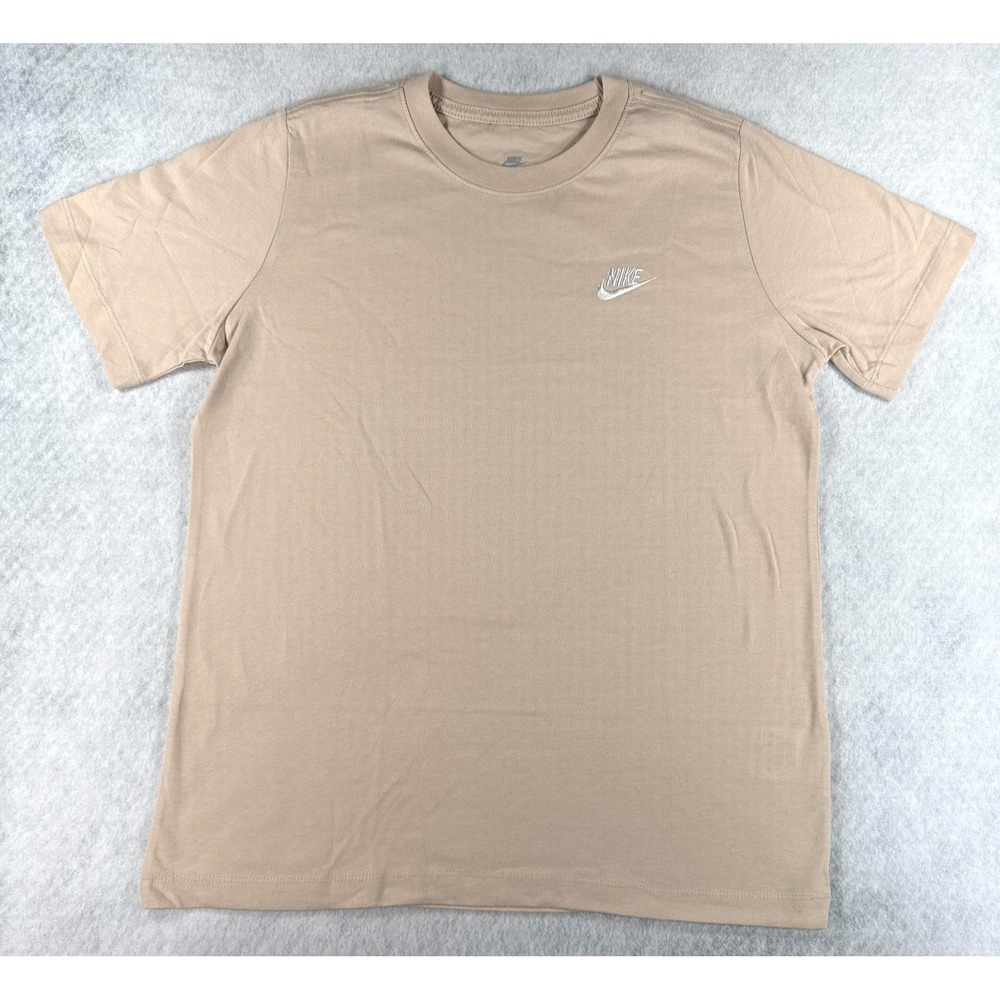 Nike Kids Small 8-10 Yrs Beige Futura Logo Embroidered Swoosh T Shirt NWT